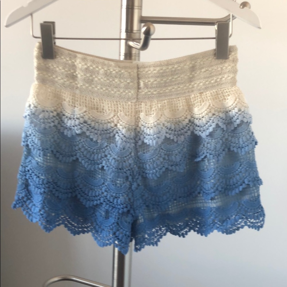 Blue and cream ombré layered shorts